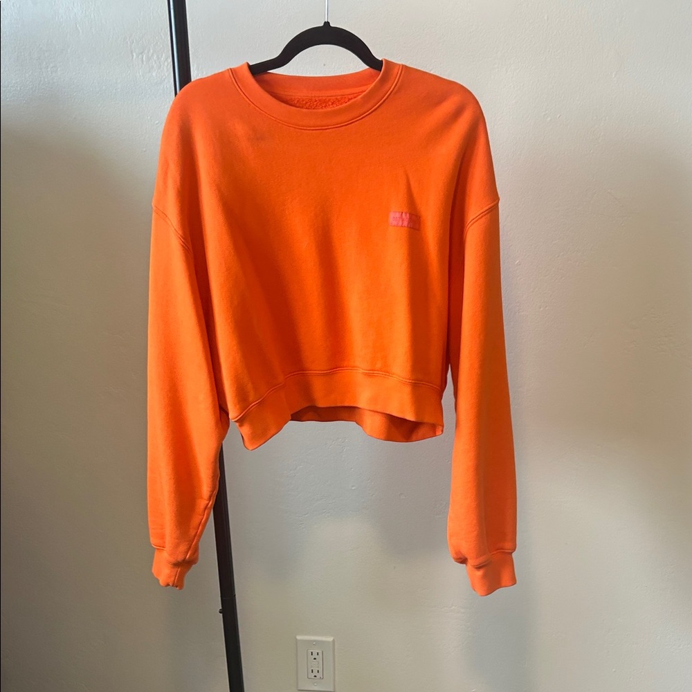 Orange Women's cropped crew neck Sweatshirt Set Active Flame